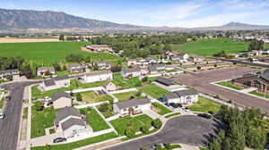 Drone / aerial view with a mountain view