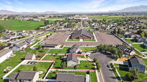 Bird's eye view with a mountain view