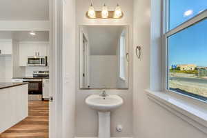 Bathroom featuring wood-type flooring