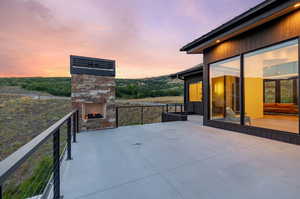 Heated deck with fireplace off primary suite