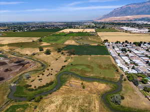 Drone / aerial view with a mountain view