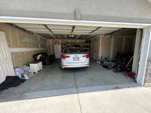 View of 2 car garage from outside