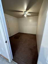 Carpeted spare room/office space in 1/2 of 3rd car garage space