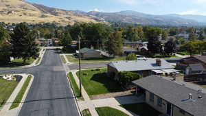 Street view looking east towards the mountains