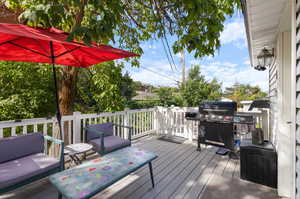 Wooden terrace with area for grilling