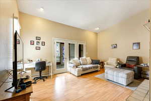 Living room featuring light wood-type flooring