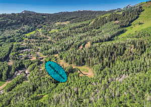 Bird's eye view with a mountain view