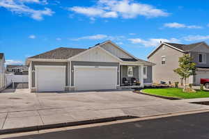 View of front of home with a garage