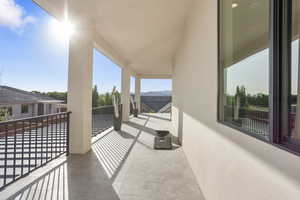 Balcony with a mountain view