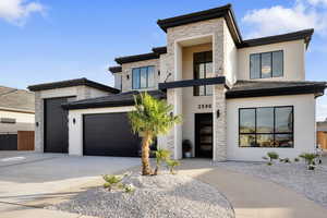 Contemporary house with a garage