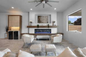 Sitting room with ceiling fan