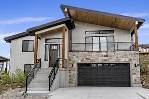 Contemporary home with a garage