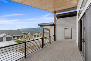 Balcony with a mountain view