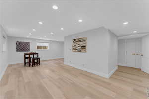 Interior space with light hardwood / wood-style floors