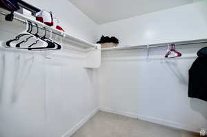 Walk in closet with carpet