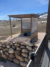 Exterior space featuring a mountain view