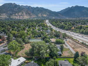 Aerial view featuring a mountain view