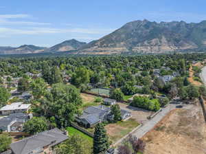 Aerial view featuring a mountain view