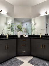 Bathroom featuring double sink vanity