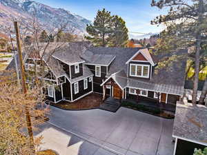 View of front of property with a mountain view