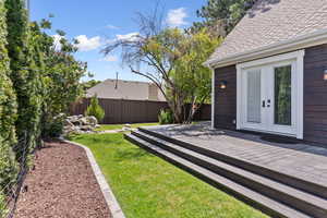 View of yard featuring a deck