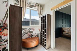 Interior space featuring light tile patterned floors