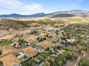 Drone / aerial view featuring a mountain view