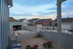 View of patio terrace at dusk