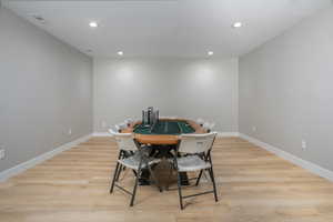 Dining area featuring light hardwood / wood-style flooring