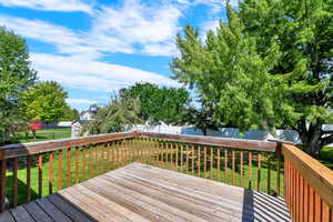 Wooden terrace with a yard