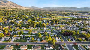 Aerial view featuring a mountain view