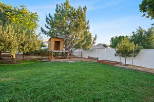 View of yard with play house