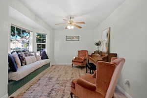 Living room with ceiling fan