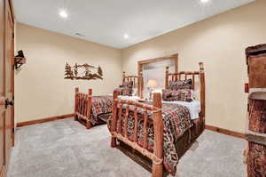 Bedroom with carpet