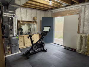 Workout room featuring plenty of natural light