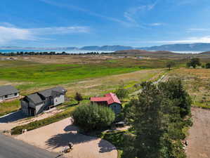 Drone / aerial view featuring a rural view and a mountain view