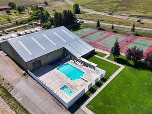 Birds eye view of property featuring a rural view