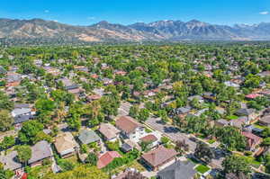 Aerial view featuring a mountain view