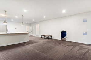 Interior space with dark carpet