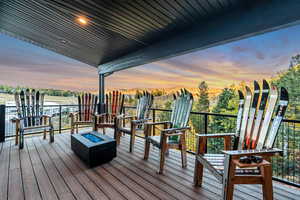 View of deck at dusk