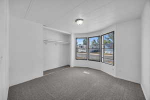 Unfurnished bedroom featuring carpet floors and a closet