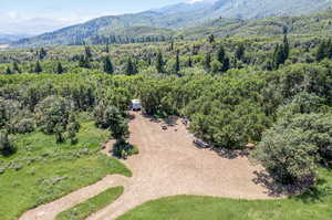 Birds eye view of property featuring a mountain view