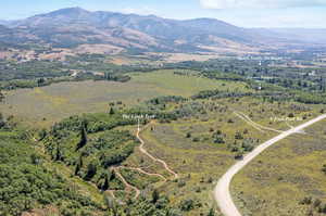 Birds eye view of property with a mountain view