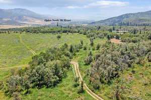 Aerial view featuring a mountain view