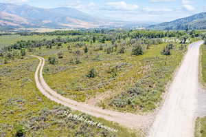 Drone / aerial view with a mountain view