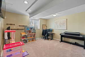 Game room featuring carpet flooring