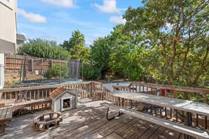 Deck with a trampoline