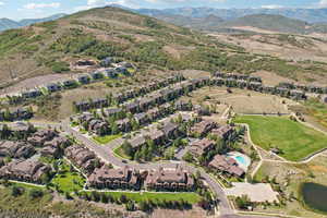 Drone / aerial view with a mountain view