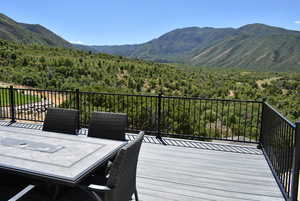 Deck featuring a mountain view