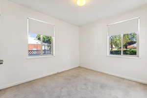 Empty room featuring light carpet and a healthy amount of sunlight